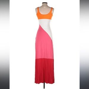 Bebe MAXI color block curve hugging dress